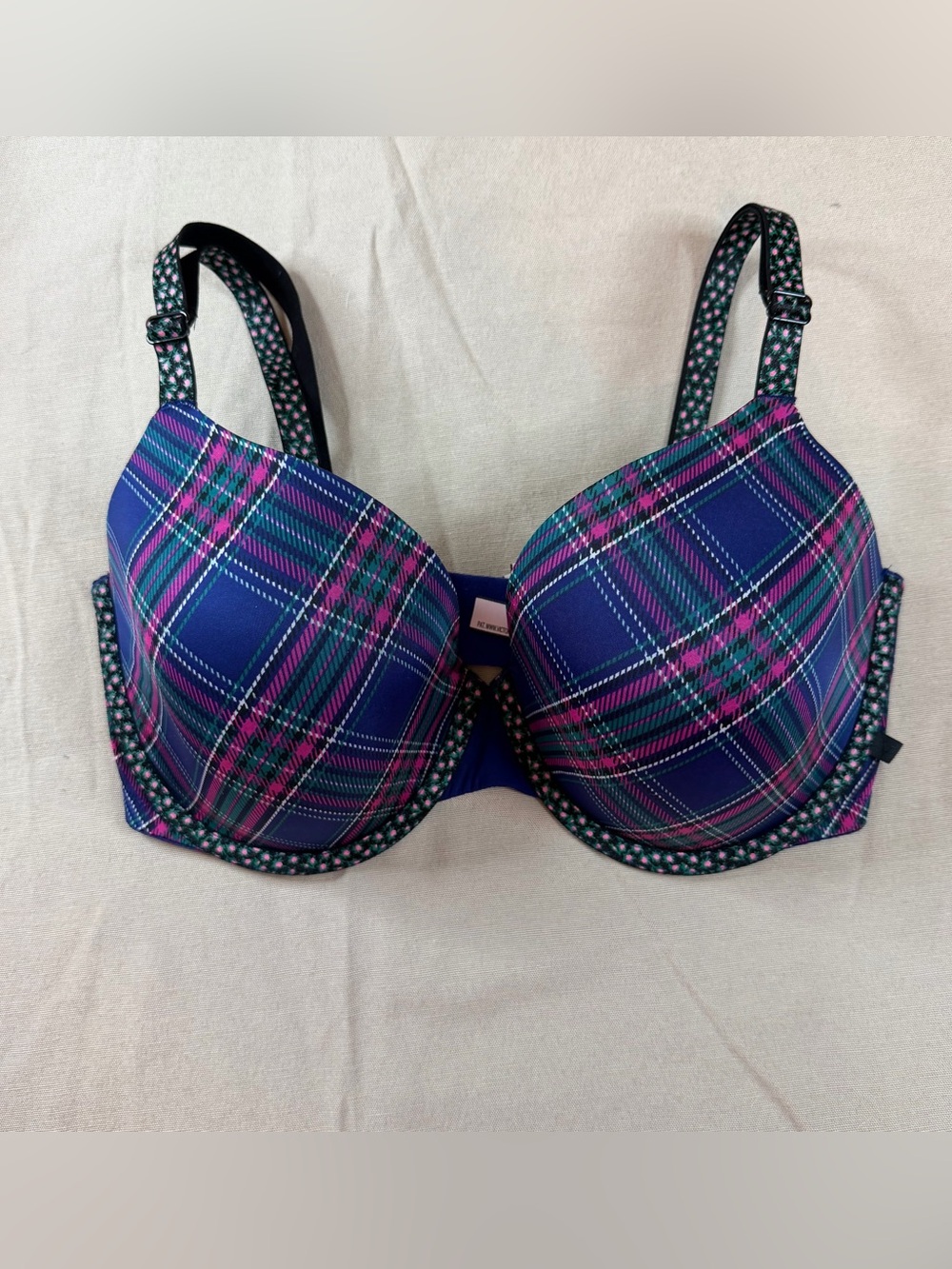Victoria's Secret Blue and Pink Plaid Underwire Lined Demi Bra